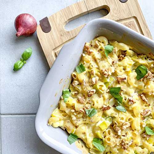 Gratin de pâtes, poireaux et ricotta