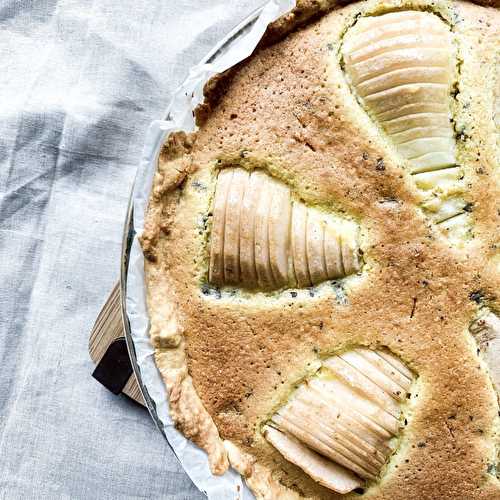 Tarte amandine aux poires et pépites de chocolat