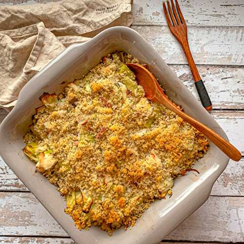 Gratin d’eglefin aux lardons et poireaux