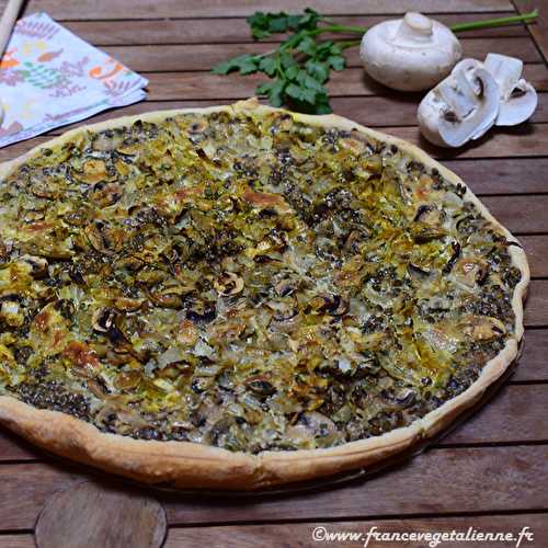 Tarte lentilles - champignons express (végétalien, vegan) ?