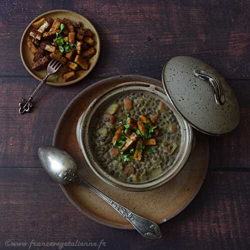 Soupe de lentilles alsacienne (linsesupp) (végétalien, vegan)