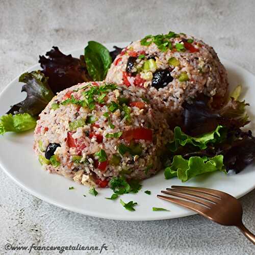 Salade de riz niçoise (végétarien, vegan)