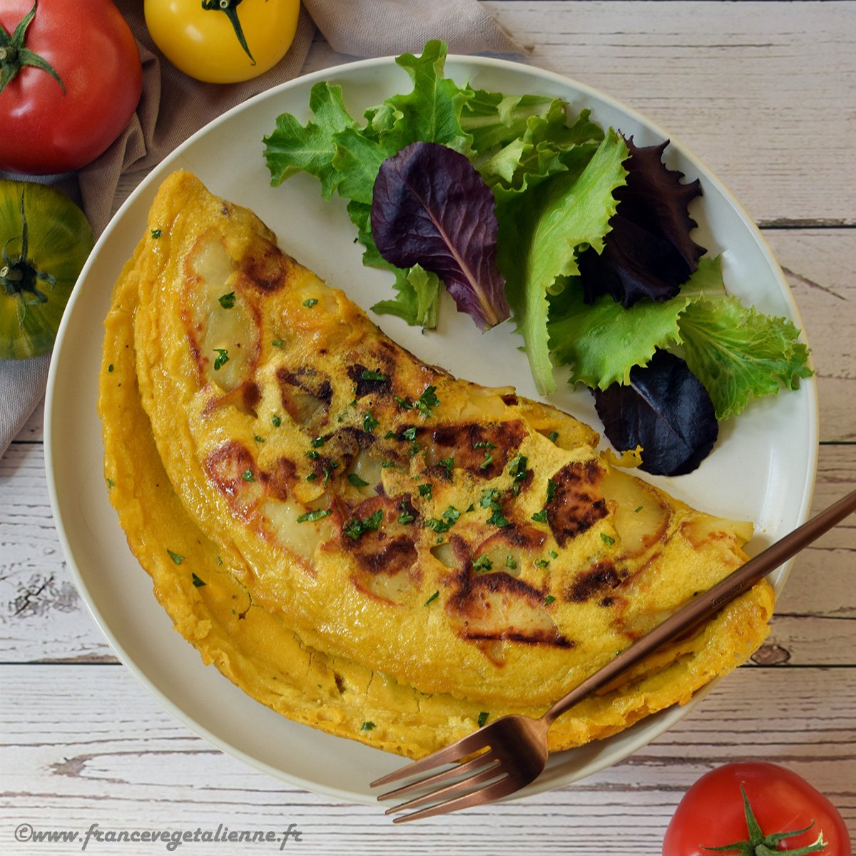 "Omelette" aux pommes de terre (végétalien, vegan)