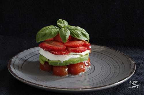 Fraises | Recette: Mille-feuille avocat-mozza- tomates-fraises