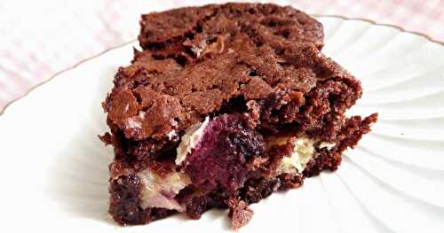 Brownie cheesecake aux framboises