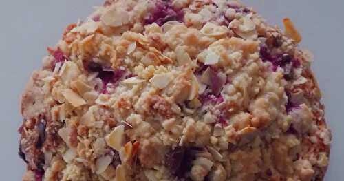 Gateau aux framboise, chocolat et streusel aux amandes