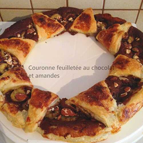 Couronne feuilletée chocolat, banane et amandes