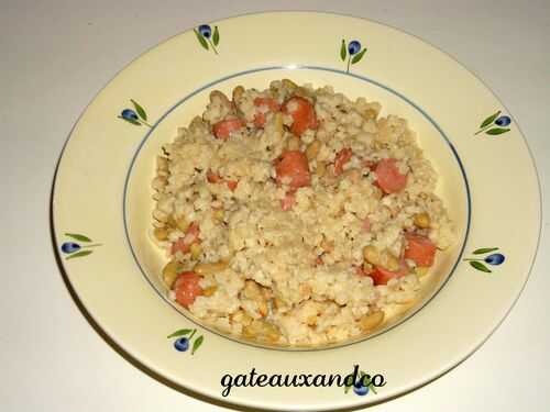 Risotto de pâtes aux flageolets et knackis