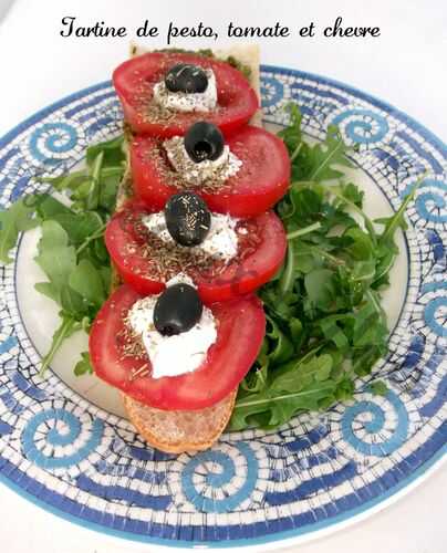 Tartine de pesto, tomate et chèvre