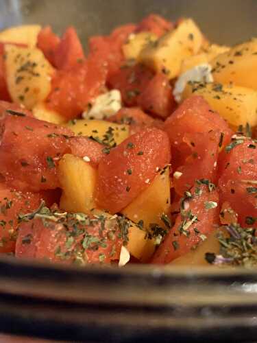 Salade de pastèque, melon et fêta