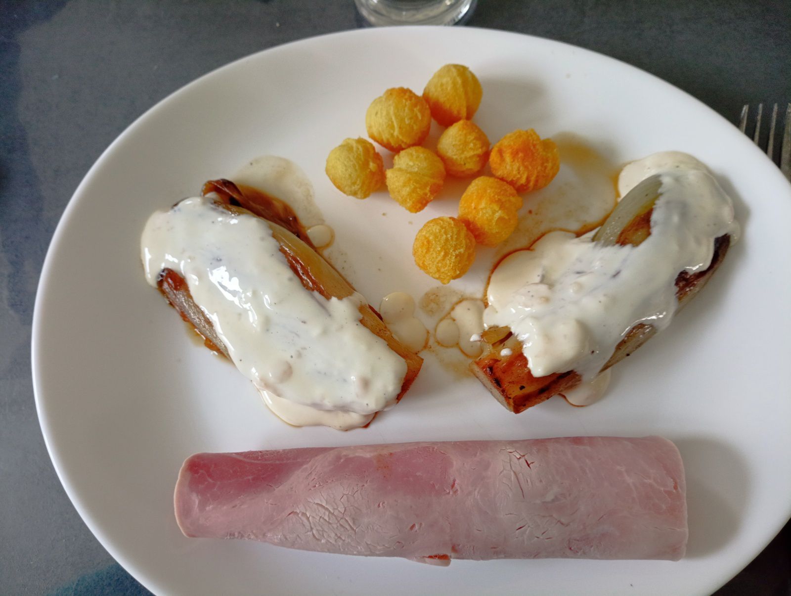 Endives braisées et sa crème de Maroilles