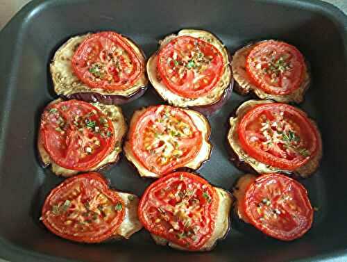 Rondelles d'aubergines et tomates au cake factory