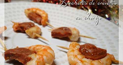 Brochettes de crevettes au chorizo