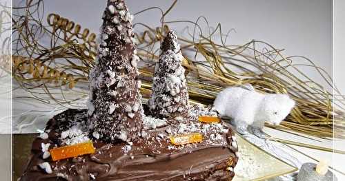 Bûche de Noël, exotique aux fruits de la passion et chocolat