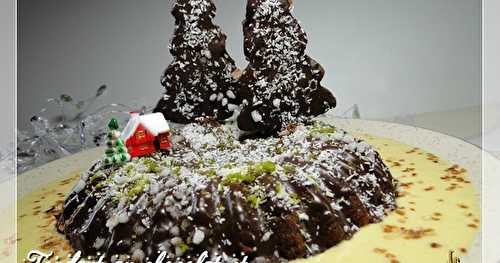 Fondant au chocolat et crème de marrons, avec crème anglaise