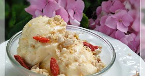 Glace pêche coco, sans gluten, sans lait, sans oeuf