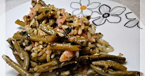 Haricots et riz au pesto