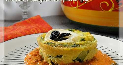 Petits flans de courgettes sauce poivron rouge