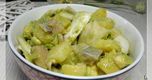 Salade d'hiver : pomme de terre, hareng fumé, avocat et endive