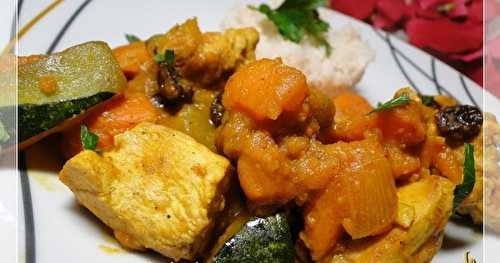 Tajine de dinde aux patates douces et courgettes