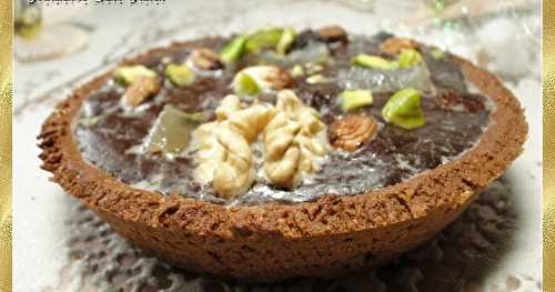 Tarte de Noël au chocolat mendiant, à l'orange et saveur de pain d'épices