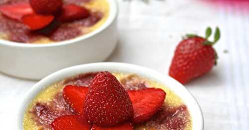 Crème brulée aux fraises, sablés au romarin
