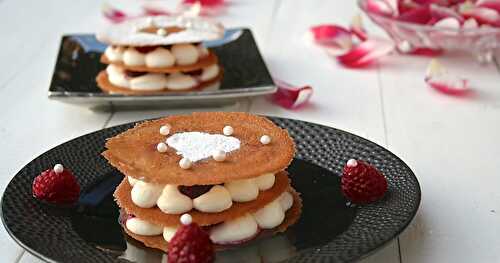 Feuillantines aux framboises, chantilly au gingembre