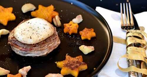 Tournedos à la poire, étoiles de butternut et éclats de marron