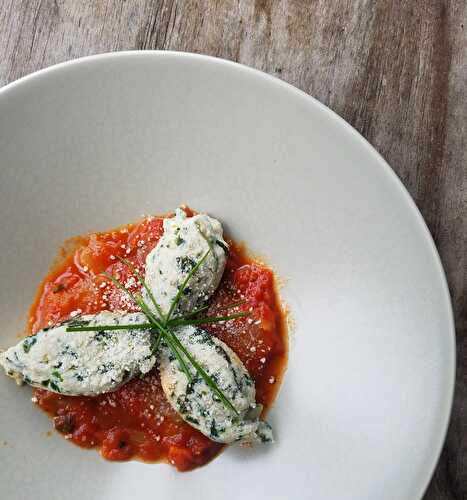 Gnudi ou malfatti de Toscane (gnocchi brousse épinards)