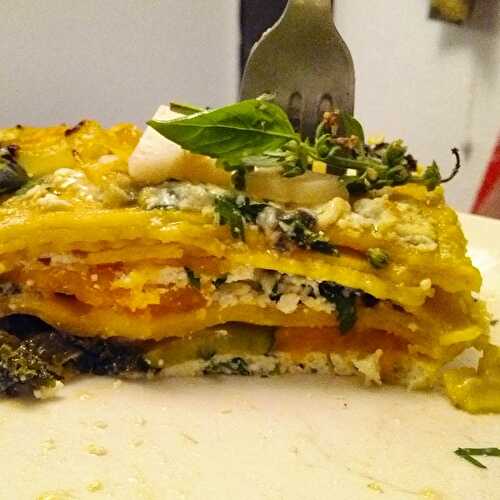 Lasagnes au potiron, Butternut, brousse et chou Kale