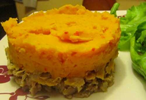 Parmentier de patates douces et carottes avec les restes de dinde