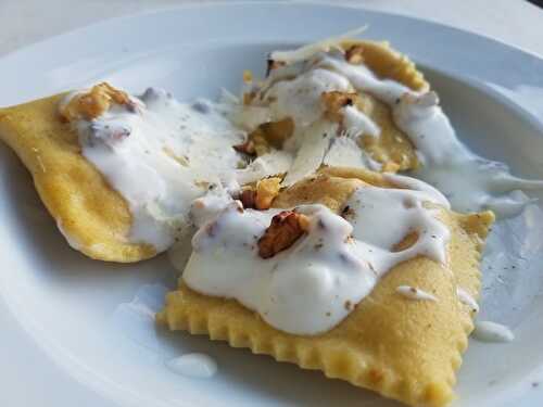 Raviolis à la courge, sauce aux noix (Mercantour)