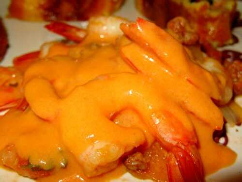 Recette de gambas au whisky et aux merguez
