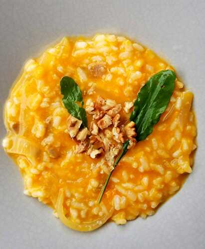 Risotto courge, lard et noix