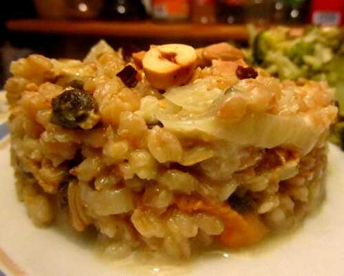 Risotto d’épeautre aux moules et au roquefort