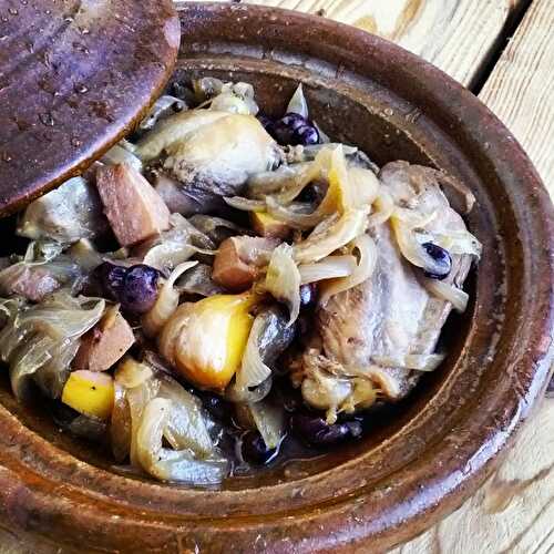 Tajine d'automne, canard, coing, raisins chasselas frais