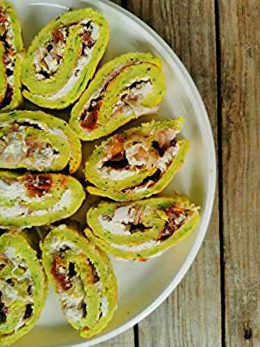 Roulé à la courgette, tomates séchées et jambon de pays