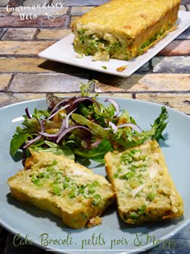 Cake brocoli, petits pois et mozzarella