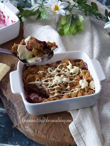 Crumble framboises et chocolat blanc