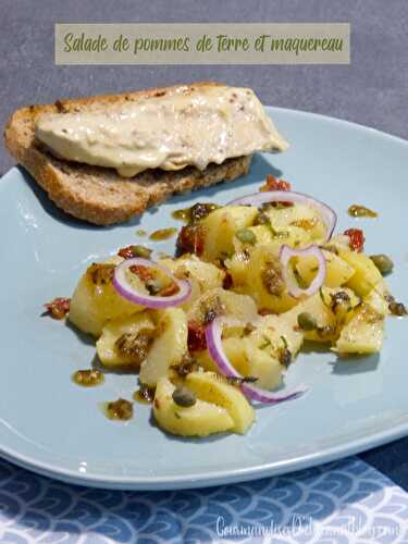 Salade de pommes de terre et tartine grillée de maquereau à la moutarde