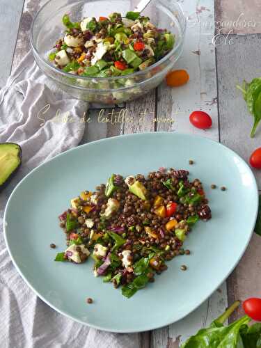 Salade de lentilles et avocat