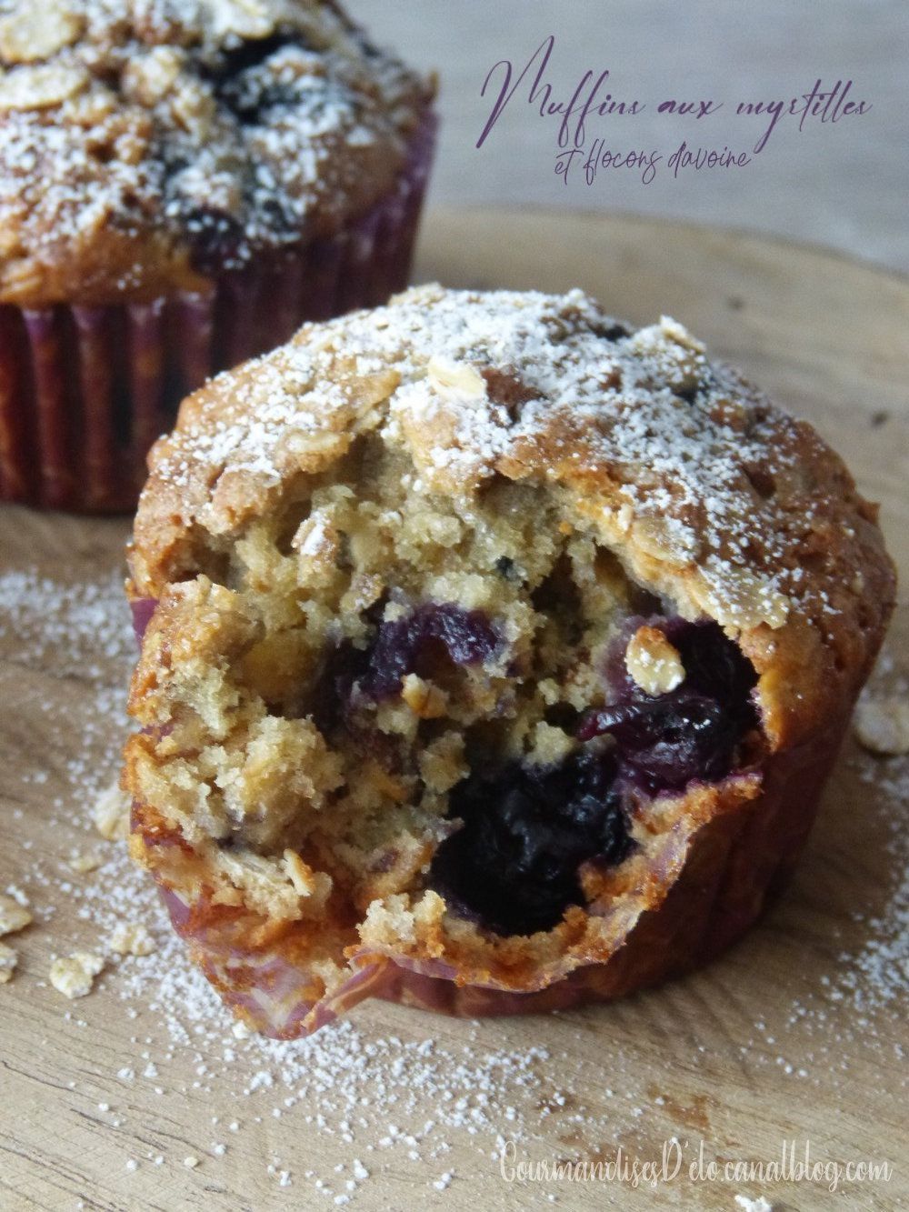 Muffins aux myrtilles et flocons d'avoine