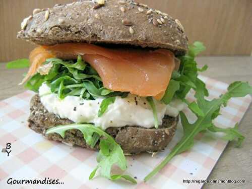 Burger au saumon fumé et feta ( 361 cal par burger)