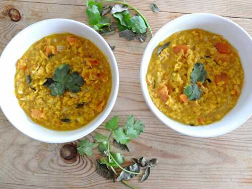 Curry de lentilles corail ( VEGAN) 364 cal/ par personne