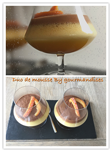 Duo de mousse orange-4 épices et chocolat noir ( 182 cal/par personne)