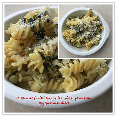 Gratin de fusilli aux petits pois et parmesan