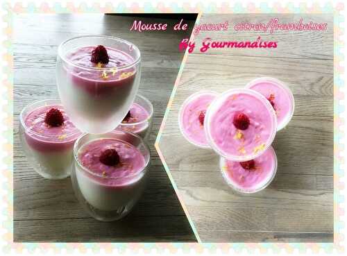 Mousse de yaourt citron/framboises ( 196 cal/ par personne)