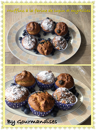 Muffins à la farine de Lupin et myrtilles ( SANS GLUTEN) 145 cal/par muffin - Gourmandises sucrées ou salées