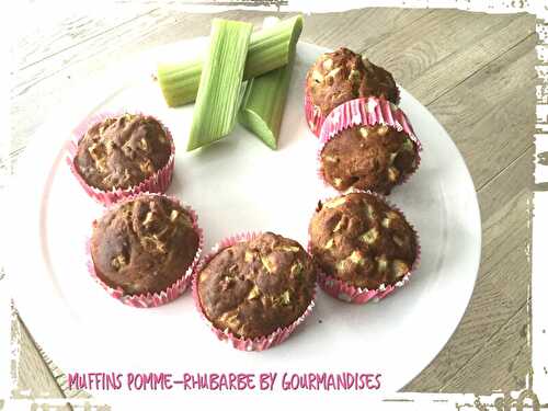 Muffins pomme-rhubarbe ( 100 cal/ par muffin) - Gourmandises sucrées ou salées
