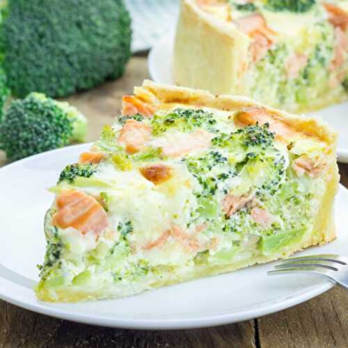 Quiche au saumon et brocoli ( 435 cal/ par personne)